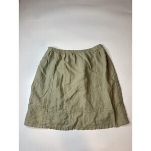 J Jill Women’s Medium Petite 100% Linen Mini Skirt Lightweight Green Made In USA